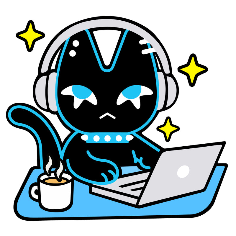 The ZONKIES cat locked in at a laptop